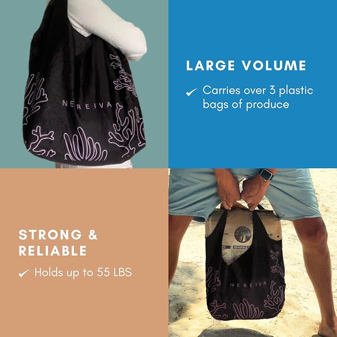 55 Pound Reusable Shopping Bag - Folds into a Small Pouch - Washable Reusable Grocery Bag, Durable & Stylish with handles for Easy Shoulder or Hand Carry - Image 6