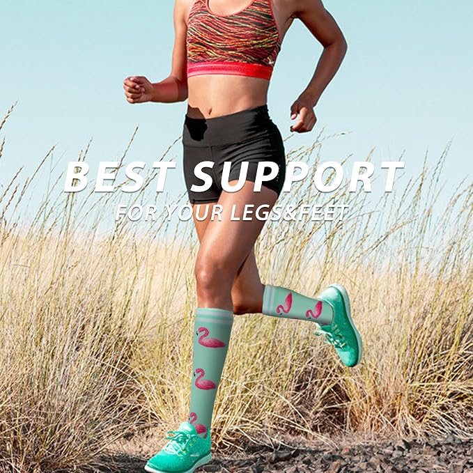 fenglaoda Compression Socks Women Men 6 Pairs, Knee High Best Support Circulation Socks for Running, Travel, Flight, Nurse - Image 5