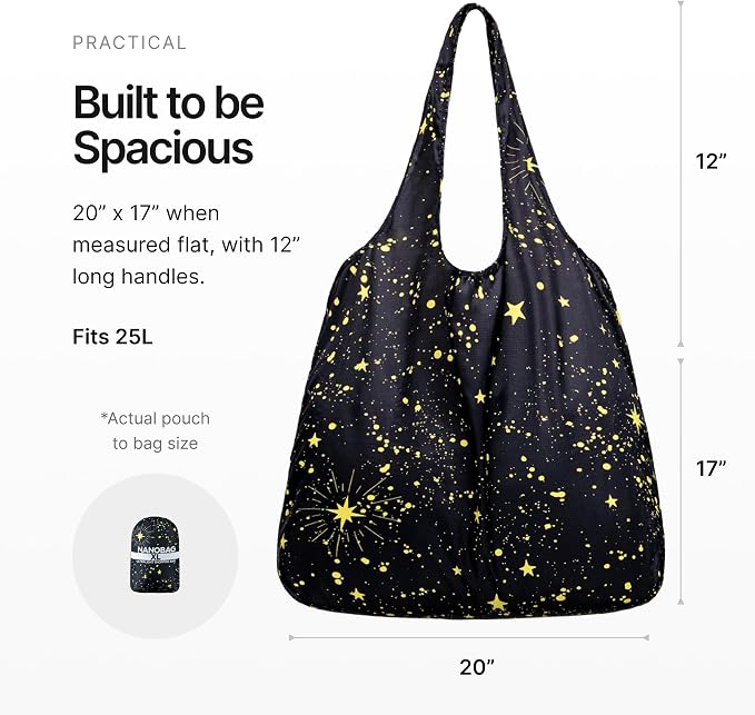 Nanobag XL 25L Tote Foldable Packable Reusable Grocery Shopping Bag | 1.05 oz Premium Portable Collapsible Extra Large Pocket-Sized for Everyday Use, Beach & Travel - Image 4
