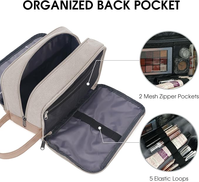 WANDF Travel Toiletry Bag for Men, Canvas Shaving Dopp Kit | Wet Separation, Water-Resistant Fabric, Travel Bag for Toiletries, Shaving Accessories, Weekend Trips - Image 4