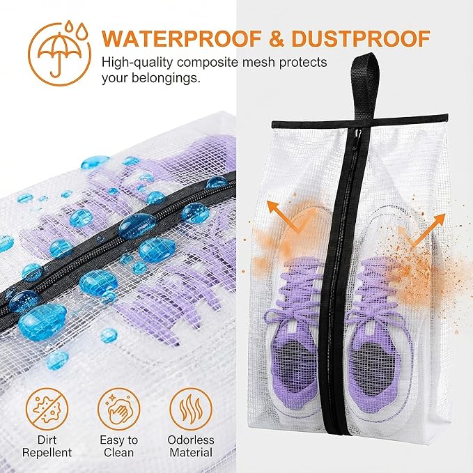 12 Pcs Shoe Bags for Travel, Waterproof Travel Shoe Bag with Zipper & Handle Portable Shoe Storage Bag Portable Boots Organizer for Men Women - Image 3