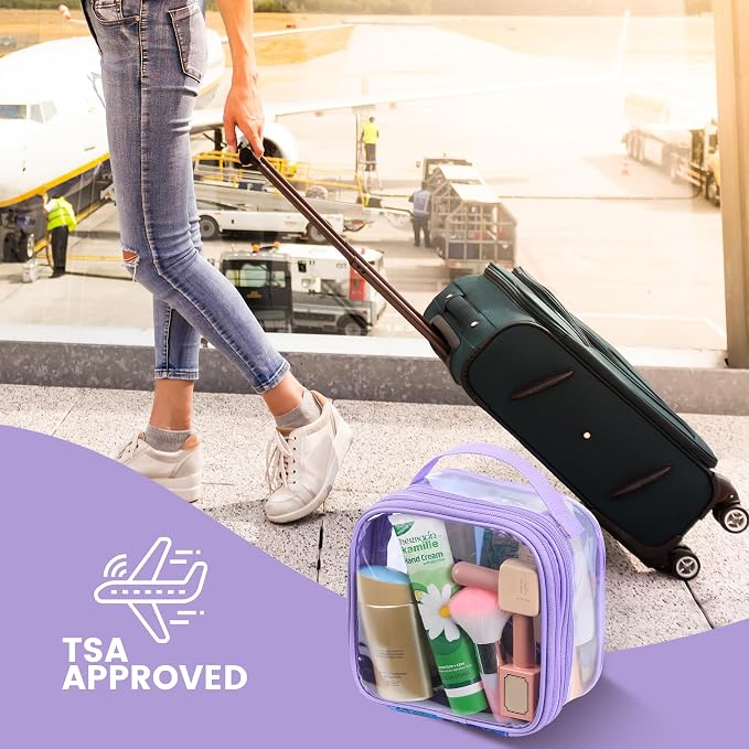 BORMELUN TSA clear toiletry bag airport approved see through pvc plastic pouch transparent makeup carry on with handle(purple) - Image 6