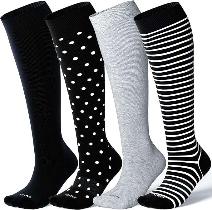 LEVSOX Viscose Made from Bamboo Compression Socks for Pregnant Women 20-30 mmHg Knee High Cute Mens Supports Socks for Travel by Levsox