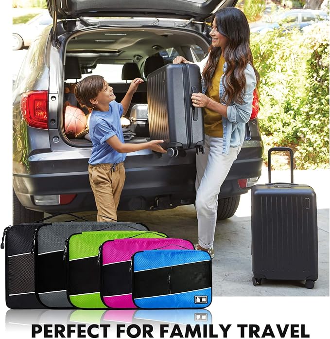 Packing Cubes large Luggage Organizers Bags For Travel Organizing Clothes | Mixed Color 8 Set Suitable family or two-person trips; breathable mesh make easy to sort; durable and convenient to store - Image 7