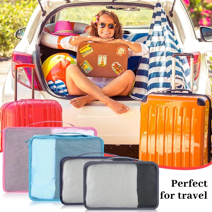 Tudomro 12 Pcs Large Packing Cubes Luggage Organizers for Suitcase Mesh Travel Organizer Bags Travel Packing Organizers for Traveling Camping Hiking - Image 4