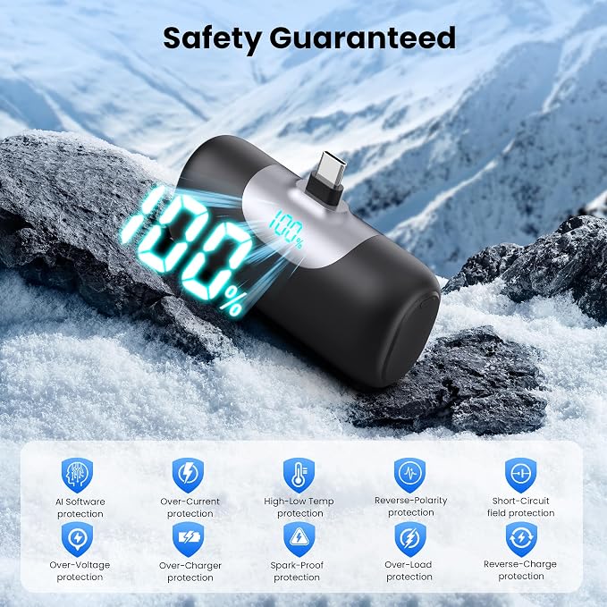 Mini Portable Charger 5500mAh Power Bank, 15w PD USB C Cell Phone Portable Power, LCD Display Battery Pack Compatible with Android Phone/Samsung Galaxy S22,S21/Note/Moto/LG/Pixel /Nexus/OnePlus 9 etc - Image 6