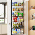 Delamu Adjustable Cabinet Door Organizer, 6 Tier Hanging Spice Rack | Metal Over the Door Pantry Organizer, Pantry Organizers and Storage Shelves for Kitchen Bathroom Laundry Room, Black by DELAMU