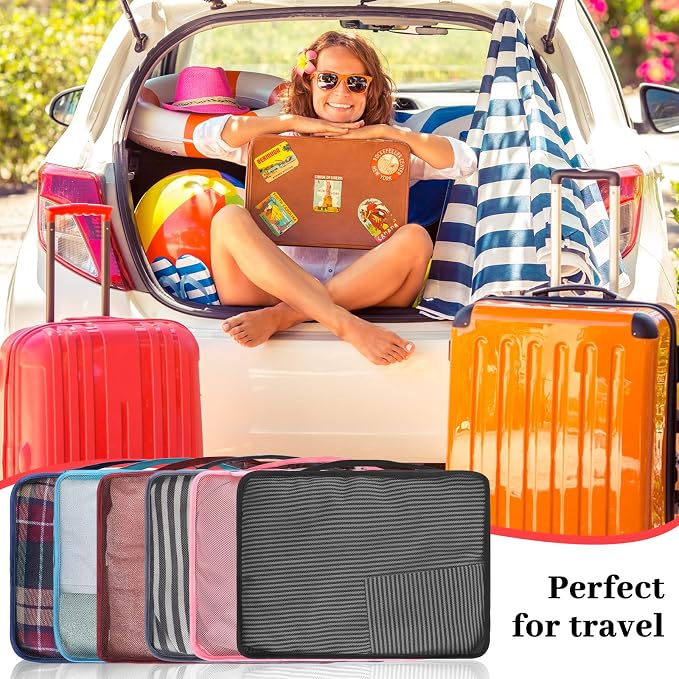 Woanger 24 Pcs Large Packing Cubes for Suitcases Travel Accessories High Capacity Luggage Packing Organizers with Zipper Reusable Mesh Bag for Clothes Storage(Multicolor) - Image 4