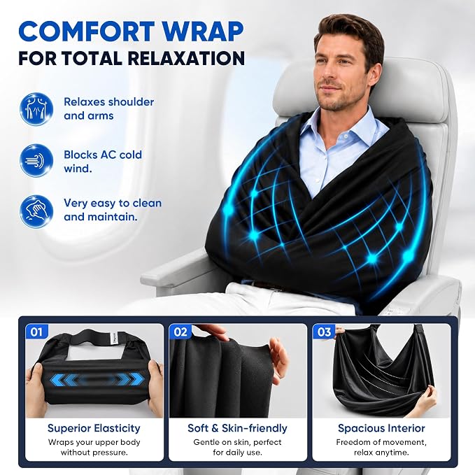 Avernio Travel Pillow with Eye Mask, 3-in-1 Airplane Sleep Support Travel Essentials for Comfort, Portable Sleep System with Neck Support Head Strap, Sleeper Hold for Flight Car Train (M Size) - Image 4