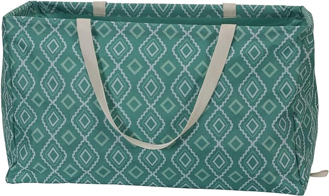 Household Essentials Rectangular Krush Container, All‑Purpose Utility Tote with Diamond Pattern, Teal by HouseholdEssentials