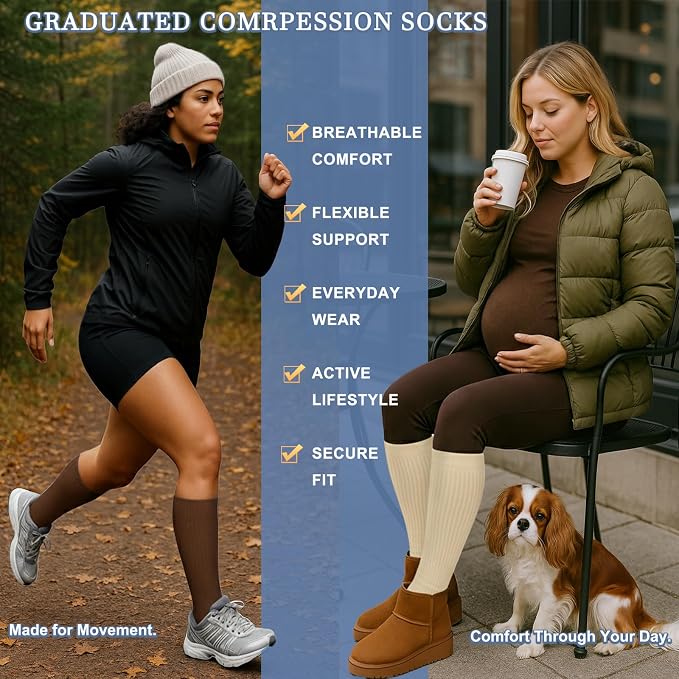 Sooverki Compression Socks for Women and Men Circulation (3/4 Pairs) is Best Support for Running Athletic Cycling Hiking - Image 4