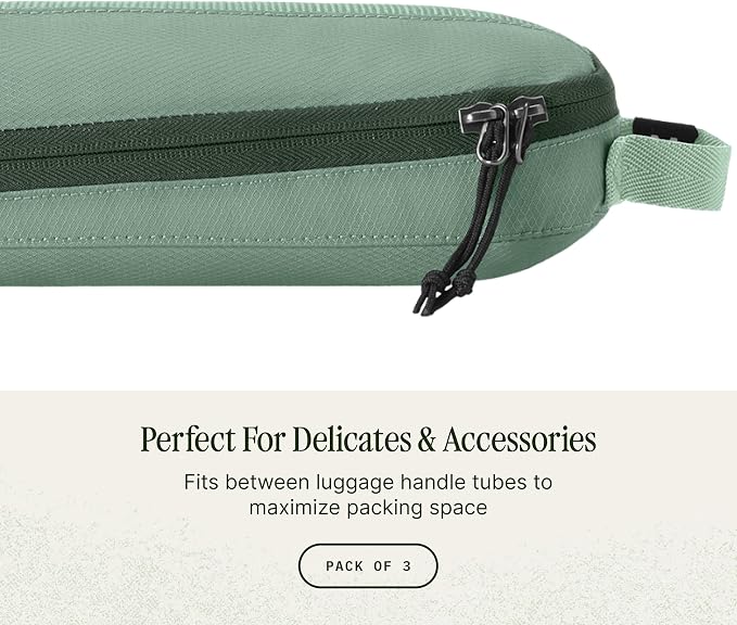 Eagle Creek Pack-It Reveal Slim Cube M/M/M Set, Willow Green | Compact Travel Organizer for Hair Styling Tools, Belts, and Small Items, Fits Between Trolley Rails in Luggage - Image 3