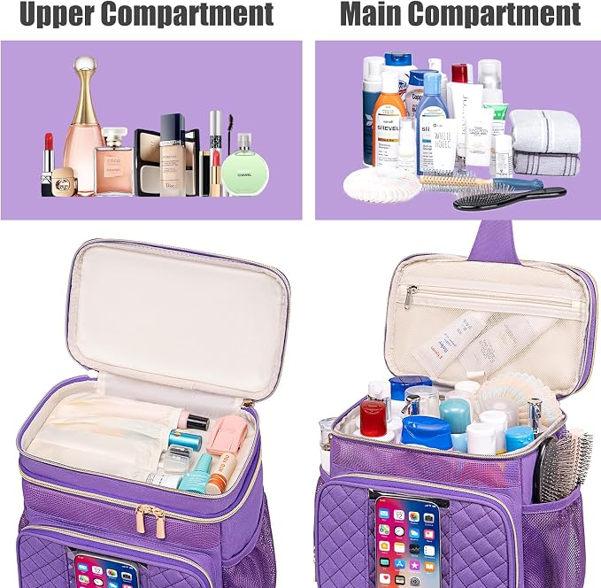 Tealari Large Toiletry Bag for Women Men,Bathroom Bag,Water Resistant Shower Bag,Makeup Bag,Portable Shower Caddy for College Dorm,Hanging Travel Toiletry Bag with Transparent Waterproof Phone Pocket - Image 6