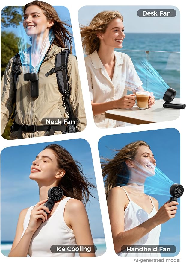 Aecooly Mighty Portable Handheld Fan with Cooling Plate | 20H Max Cooling | 3 Flexible Modes | 5 Speeds Wind | Battery Level Display | Mini Personal Battery Powered, Gifts for Women, Travel-Black - Image 5