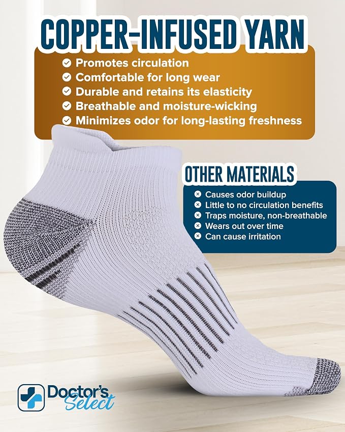 Doctor's Select Copper Ankle Compression Socks for Women and Men - 4 Pairs | Athletic Running Plantar Fasciitis Socks - Image 3