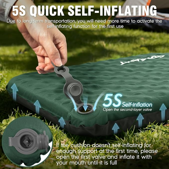 Inflatable Seat Cushion, Self-Inflating Memory Foam Stadium Seats Cushion Lightweight & Compact Chair Sitting Pad Airplane Cushion for Long Flight Travel Outdoor Camping Car Bleachers Office - Image 3