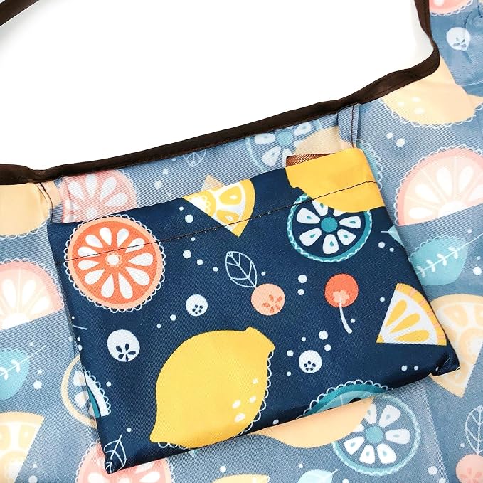 allydrew Large Foldable Tote Nylon Reusable Grocery Bags, Citrus - Image 2