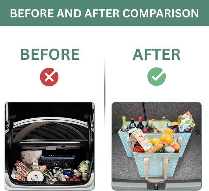 VENO 3 Pack Heavy Duty Reusable Grocery Shopping Bags Utility Tote | Water Resistant, Storage Box with Sturdy Handles & Hard Bottom, Foldable for Groceries Shopping Cart(Evergreen, 6 Gallon) - Image 8