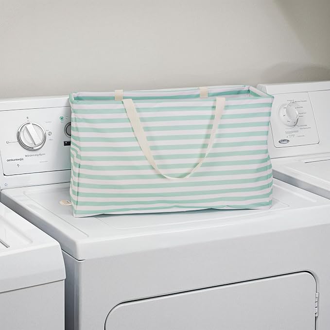 Household Essentials Teal Striped Krush Container All-Purpose Utility Tote - Image 7