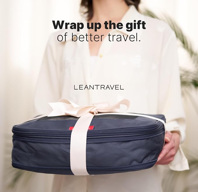 LeanTravel Premium Compression Packing Cubes for Travel - Suitcase Organizer Bags with Double Zipper & Breathable Mesh Panel - Space Saving Carry On Luggage Essentials (3-Pack, Navy Blue) - Image 7