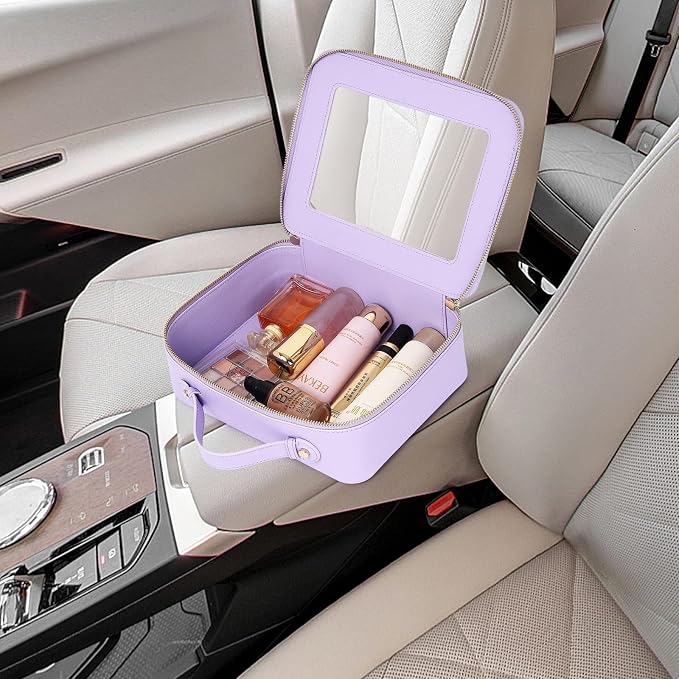 Pinkmik Clear Makeup Bag, (Purple, M+L) | 2PC,Waterproof, Travel Cosmetics and Toiletries Case, Portable Makeup Organizer, Clear Car Bag with Zipper - Image 6