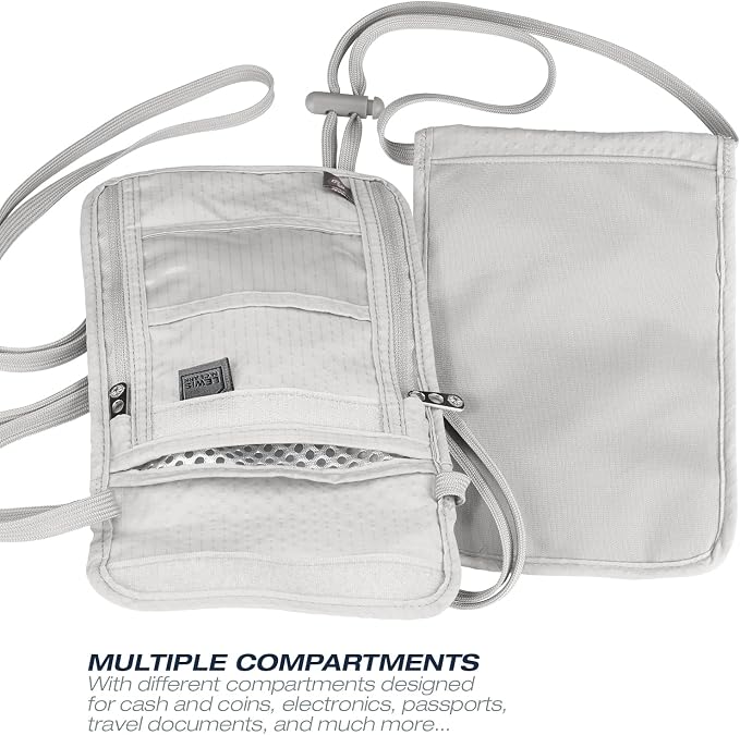 Lewis N. Clark Stash Neck Travel Wallet | RFID Blocking Passport Holder | Protect Personal Information | Gray - Image 5