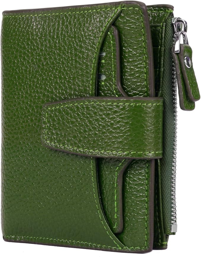 Women's RFID Blocking Leather Small Compact Bi-fold Zipper Pocket Wallet Card Case Purse with id Window - Image 6