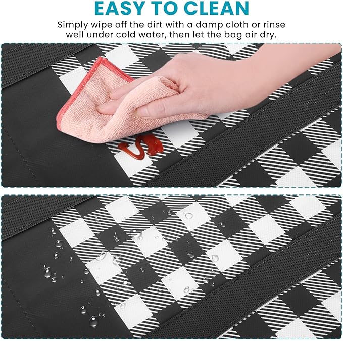 WOWBOX Reusable Grocery Bags, Foldable Reusable Shopping Tote Bags | 4-Pack Large Storage Bags bulk with Reinforced Handles and Water Resistant Coating for Groceries,Multipurpose,Black-White - Image 5