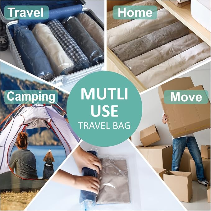Cozy Essential Compression Bags for Travel - Travel Essentials - 16 Pack Space Saver Bags - No Vacuum Needed - Compression Packing Bags for Cruise Accessories - Image 5
