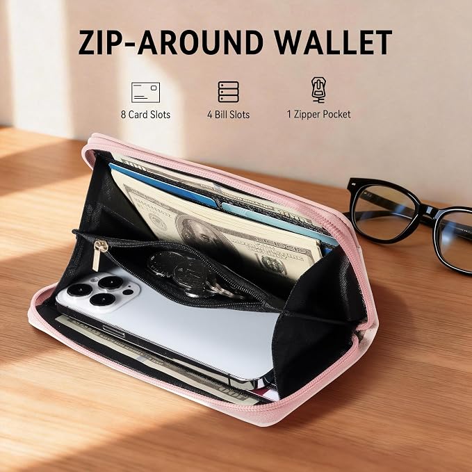 Travelambo Wristlet Wallet Women RFID Bifold Large Capacity Clutch Purse | Tassel, Zipper Coin Pocket, Card Holder Wallet, Gifts for Women - Image 2