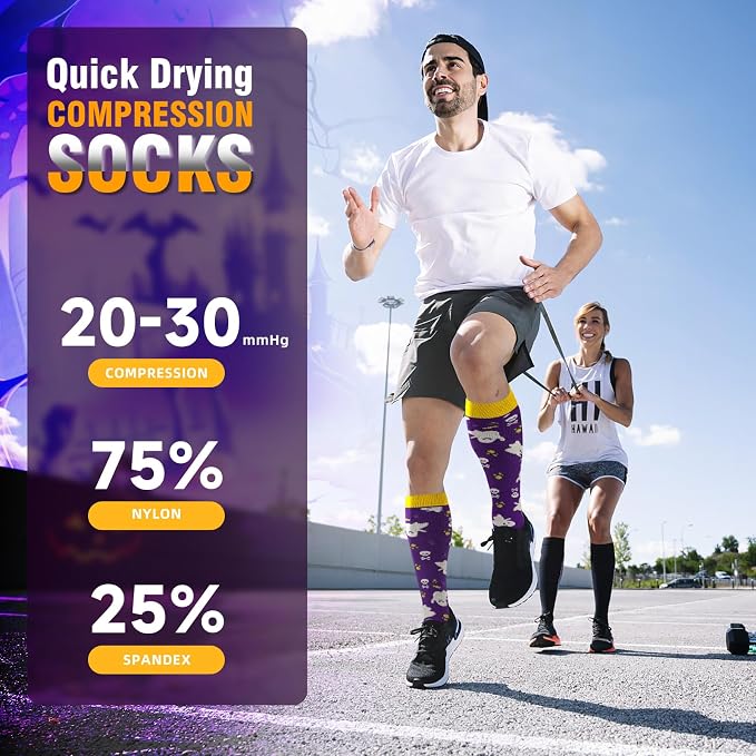 cerpite Compression Socks for Women & Men 6 Pairs Knee High Compression Socks 20-30 mmhg Best for Running,Nurse,Travel - Image 2