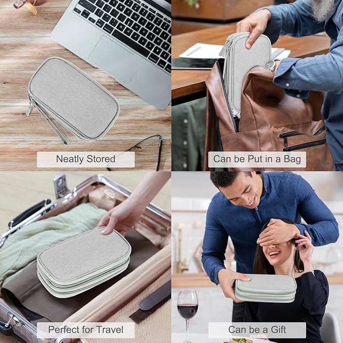 FYY Electronic Organizer, Travel Tech Pouch Bag, Cable Organizer Grey | Wrist Strap, Waterproof, Double Layers Portable Electronics Travel Carrying Case for Cord, Charger, Daily Business Trips Use - Image 7