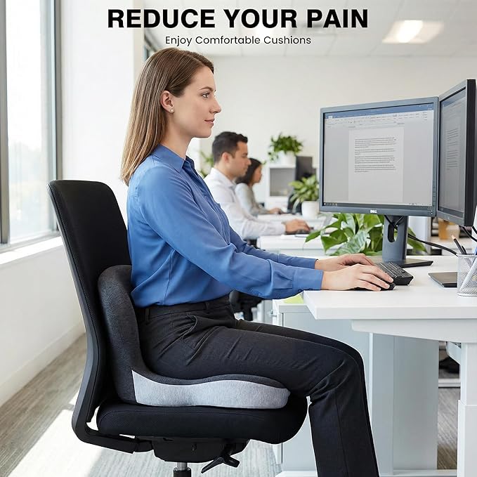 Memory Foam Car Seat Cushion – Ergonomic Driver Seat Cushion for Sciatica & Tailbone Pain, Breathable Non-Slip Car Seat Pad with Lumbar Support for Car, Truck, SUV, Office Chair - Image 2