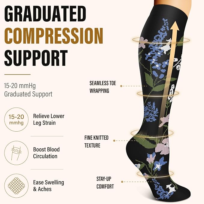 FEYHAY Copper Compression Socks (3 Pairs) 15-20 mmHg Circulation is Best Athletic & Daily for Men & Women, Running, Climbing - Image 7