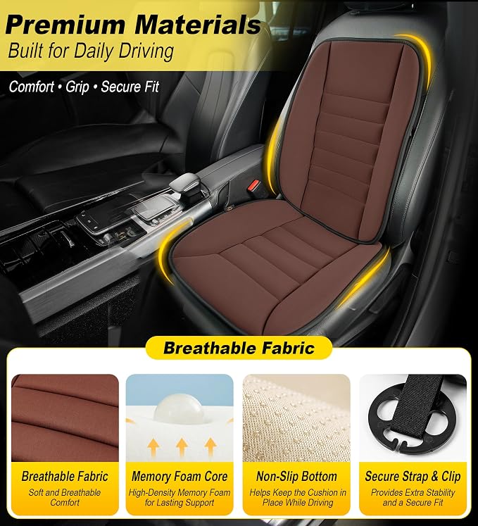 kingphenix 5-Piece Car Seat Cushion Set with Back Support | Memory Foam Car Cushion for Long Driving, Truck, Office Chair, Tailbone and Lower Back Support - Image 6