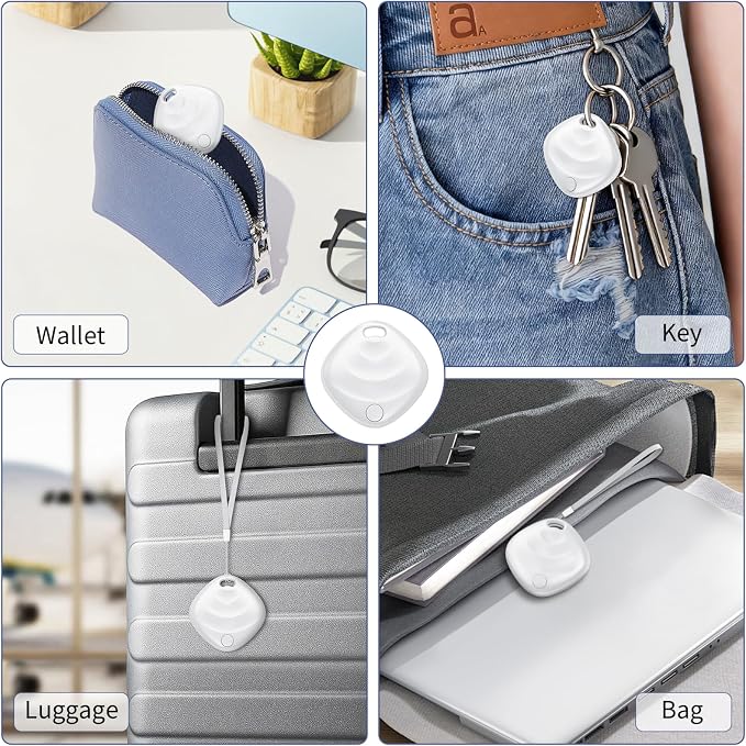 Air Tracker Tags-4 Pack, Smart Bluetooth Tracker Works with Apple Find My (iOS Only), Tracking Tag with Lanyard, Item Finder for Luggage, Key, Suitcases, Replaceable Battery(Not for Android Devices) - Image 8