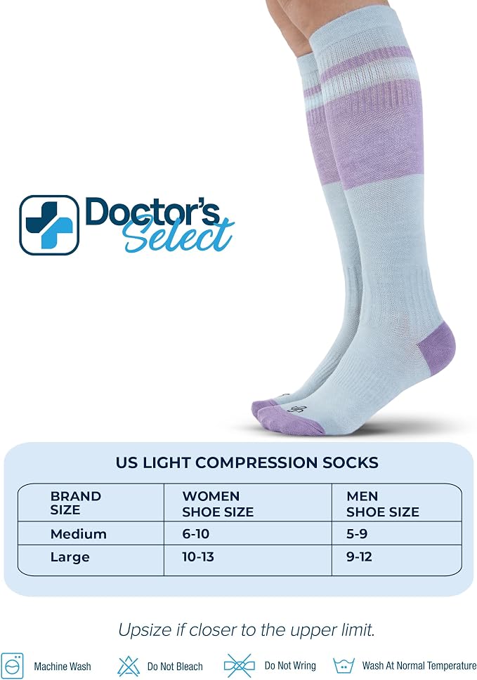 Doctor's Select® Bamboo Viscose Light Compression Socks for Women & Men - 3 Pairs, 8-15 mmHg Compression Socks, Knee High - Image 6
