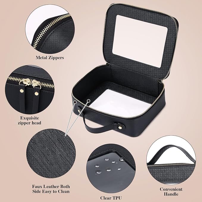 Pinkmik Clear Makeup Bag, (Black, L) | Mahjong Tiles Bag ,Travel Cosmetics and Toiletries Case, Portable Makeup Organizer,Car Bag with Zipper,Waterproof, - Image 5