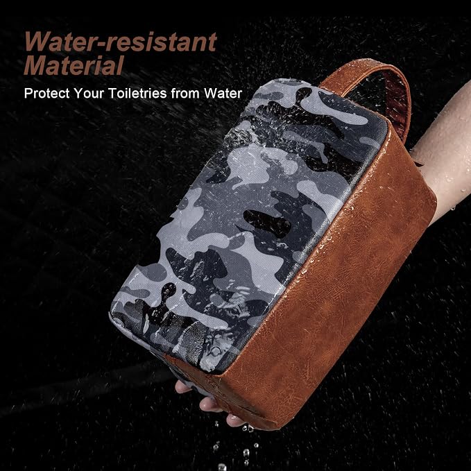 Travel Toiletry Bag for Men, Hanging Toiletry Organizer, Water Resistant Shaving Kit with Large Capacity for Travel Accessories (Camo-Gey, Medium) - Image 5