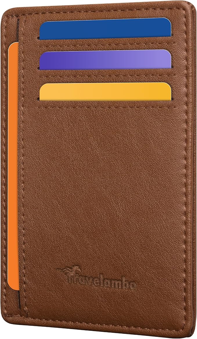 Travelambo Slim Minimalist Wallet for Men, RFID Blocking Credit Card Holder, Front Pocket ID Card Case, Gifts for Men, Husband, Boyfriend, Teenage by Travelambo