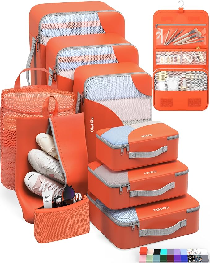 OlarHike 10 Set Packing Cubes for Travel,Gifts for Women Mom,Anti-Tearing Suitcase Organizer,with Over 1000 pcs Mesh Holes,Vacation Essentials & Accessories for Cruise Ship by OlarHike
