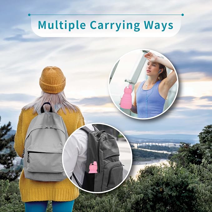 Collapsible Water Bottles 17oz, BPA-Free Silicone, Leak-Proof Foldable Reusable Bottle - Perfect for Travel Sports Gym Hiking Camping Cycling for men and women - Image 5
