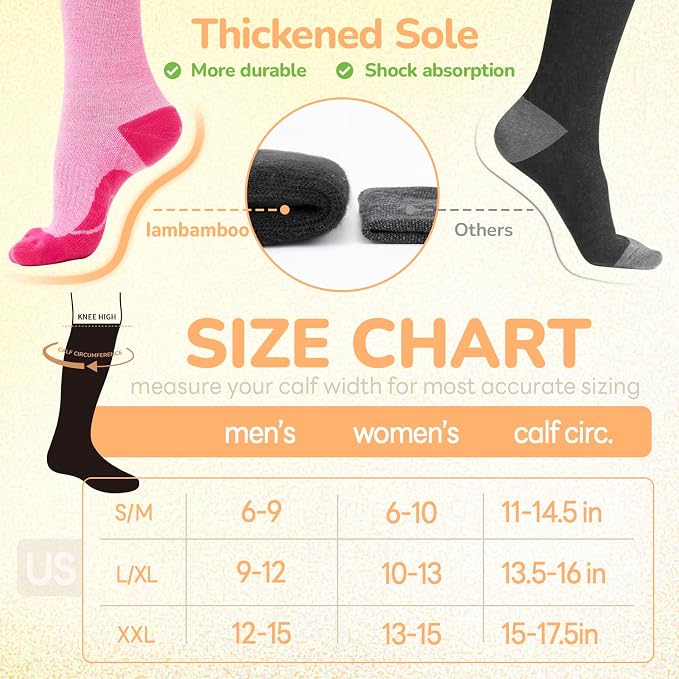 Merino Wool Compression Socks for Women Men 15-20 mmHg for flying | Soft & Breathable for Travel, Running - Image 6