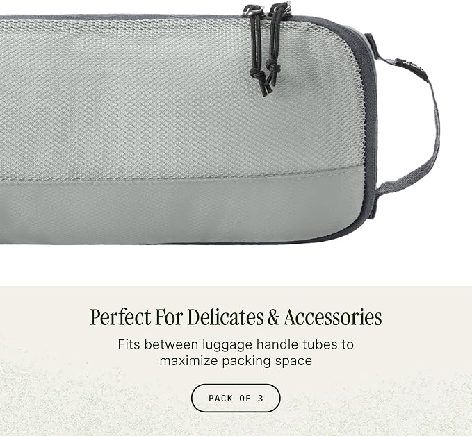 Eagle Creek Pack-It Reveal Slim Cube M/M/M Set - Minimalist Compact Travel Organizer for Hair Styling Tools, Belts & Small Items - Travel Accessories - Storm Grey - Image 3