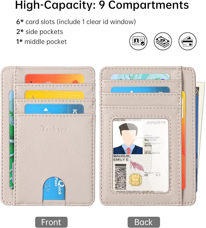 Teskyer Slim Minimalist Wallet for Men, RFID Front Pocket Card Holder | Ultra Slim Front Pocket Design, 8 Card Slots, RFID Protection, Smooth Faux Leather for Everyday Carry - Image 4