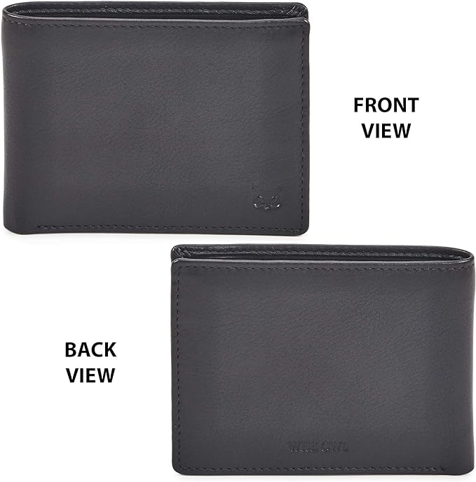 Real Leather Mens Bifold Wallet RFID Blocking Slim Minimalist Front Pocket - Thin & Stylish with ID Window in Gift Box (Nappa, Dark Chocolate) - Image 4