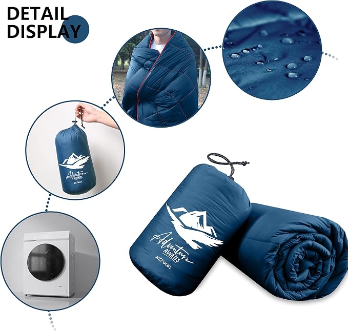 Mini Camping Blanket,Lightweight Puffy Blanket Packable Down Alternative Throw Blanket Waterproof Windproof for Outdoors, Travel, Beach, Airplane, Hiking - Image 7