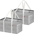 LHZK 2 Pack Utility Tote Bag with Metal Wire Frame and the Sides Rinforced, Large Tote Bag with Handle, Reusable Grocery Bags Foldable, Beach Bag, Car Tote, Black, 18.5''x11.8''x11.5'' by LHZK