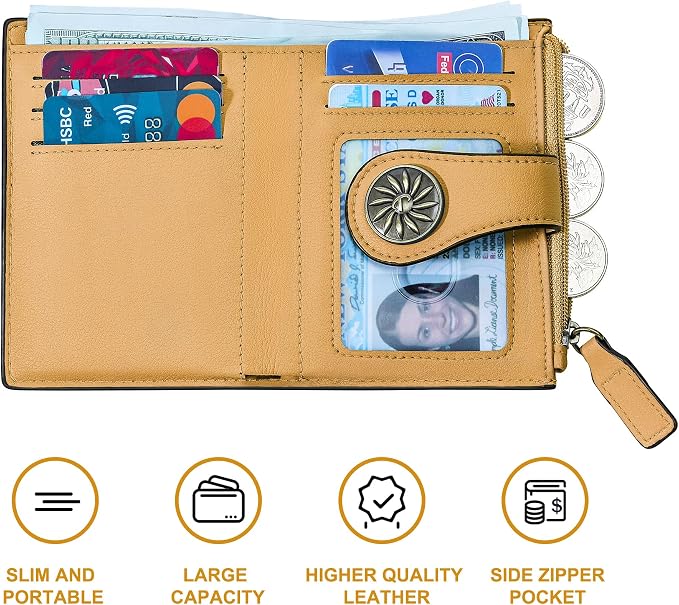 Tipmile Small Wallet for Women Bifold RFID Blocking Card Holder Leather Wallets with Zipper Coin Pocket - Image 6