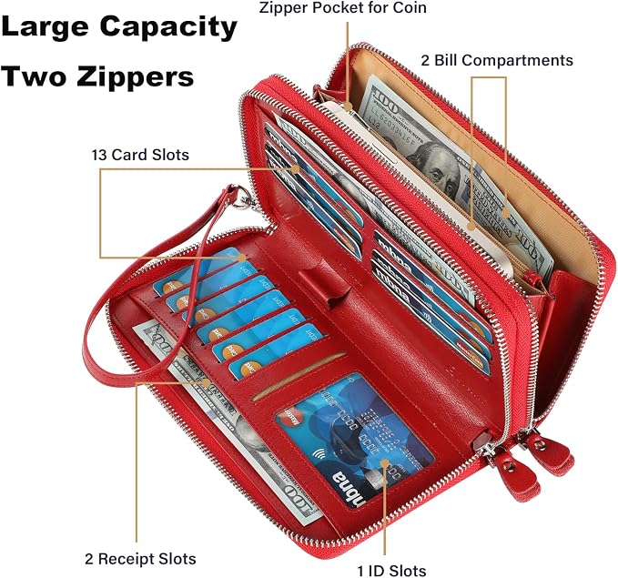 Small Compact Women Wallet RFID Blocking Genuine Leather Bifold Purse with ID Windows - Image 4